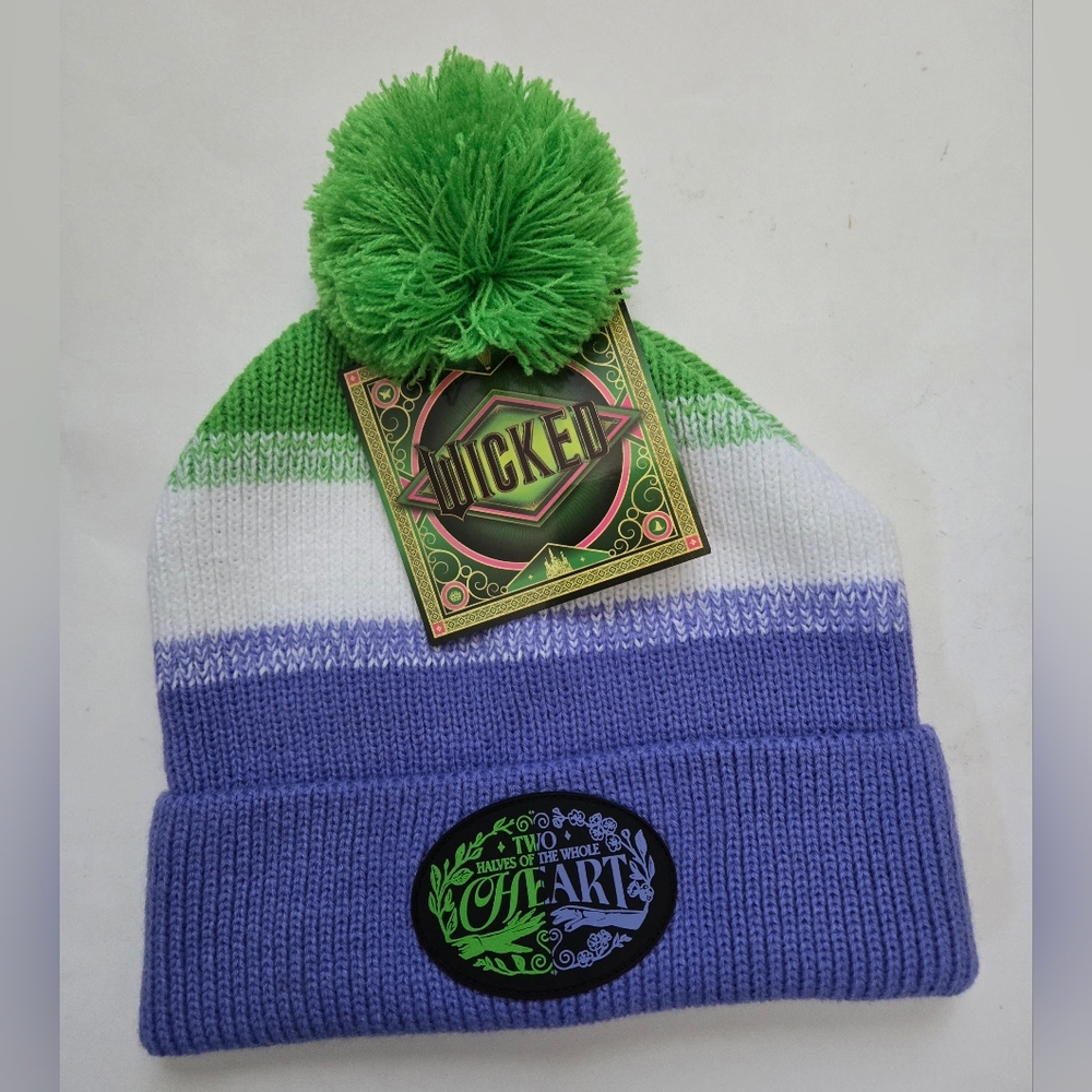 NEW Wicked Beanie Knit Pom Universal Studios Oz Winter Striped Hat Adult Kids OS
